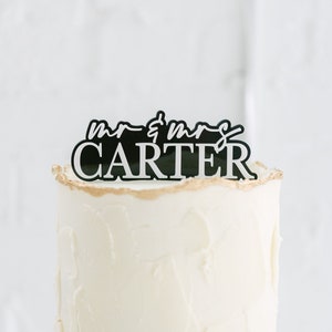3D Acryl Hochzeitstorte Topper | Personalisierter Hochzeitstorte Topper | Script Names Kuchendeckel | Moderner Cake Topper | Mr Mrs Cake Topper