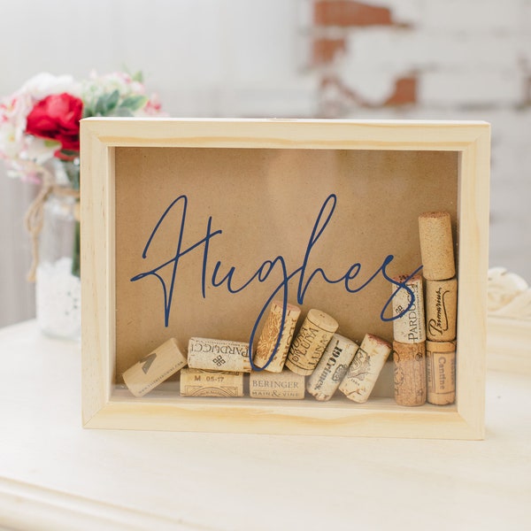 Personalized Wine Cork Keeper | Cork Holder | Custom Wedding Gift | Housewarming Gift | Rustic Wedding  | Wood Wine Cork Shadow Box