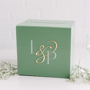 Caixa de acrílico para cartões com fechadura e chave | Caixa de cartão com texto em relevo personalizado | Texto destacável 3D | Adesivo personalizado para caixa de cartão de casamento