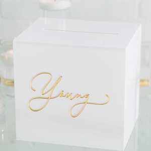 Acryl Card Box Mit Schloss und Schlüssel | Personalisierte Rahmer Text Kartenbox | 3D Pop-Out-Text | Flacher Vinyl-Aufkleber | Benutzerdefinierte Hochzeitsdekor