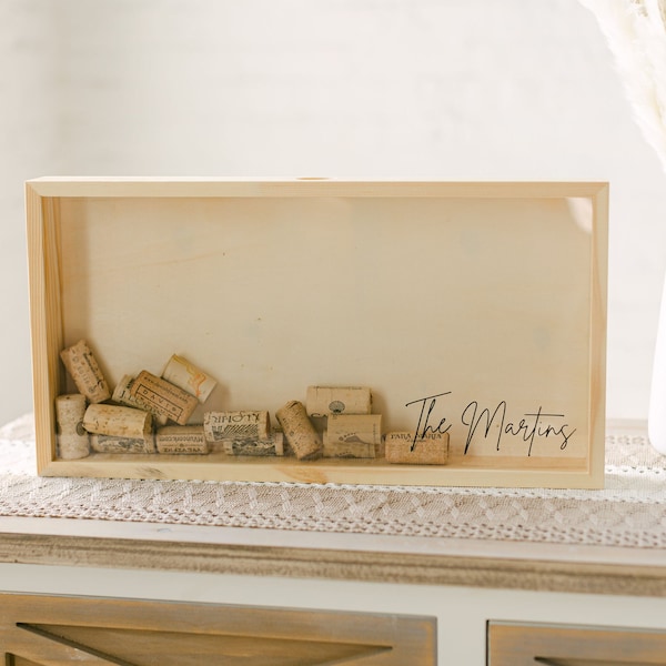 Personalized Wine Cork Keeper | Cork Holder | Custom Wedding Gift | Housewarming Gift | Rustic Wedding  | Wood Wine Cork Shadow Box