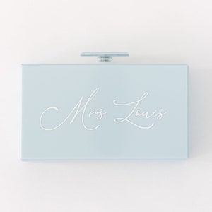 Custom Acrylic Clutch | Personalized Clutch | Bride Clutch | Bride Purse | Mrs. Clutch | Something Blue | Honeymoon Clutch | Bride Accessory