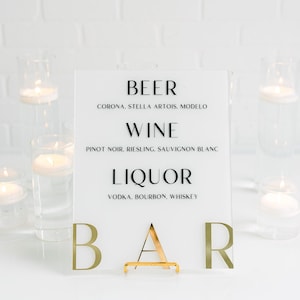 Bar Menü Schild mit erhabenem Text | Handgemaltes Acrylschild Benutzerdefinierte Hochzeit Bar Beschilderung | 3D Pop Out Text Gemalte Hochzeitsdeko