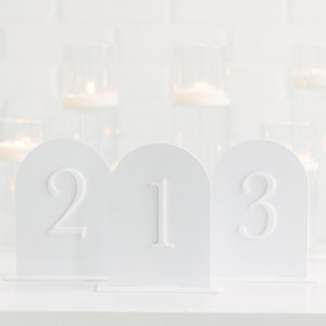 Acrylic Arched Table Numbers With Raised Text | Wedding Table Numbers | Custom Wedding Table Numbers | 3D Pop Out Text
