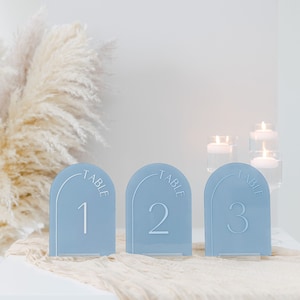 Painted Acrylic Arched Table Numbers With Raised Text | Wedding Table Numbers | Custom Wedding Table Numbers | 3D Pop Out Text