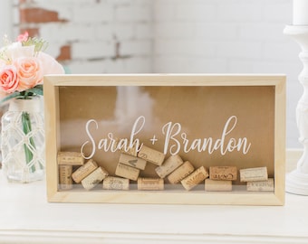 Personalized Wine Cork Keeper | Cork Holder | Custom Wedding Gift | Housewarming Gift | Rustic Wedding  | Wood Wine Cork Shadow Box