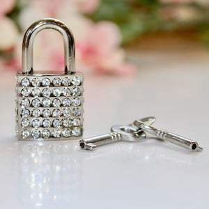 Cadeado de strass | Cadeado para caixa de cartão de casamento | Caixa de cartão personalizada | Cadeado para bolsa | Cadeado dourado | Cadeado prateado | Cadeado brilhante | Cadeado e chave