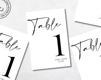 Digital Download Table Numbers | Editable Wedding Table Numbers Template (4x6) | Printable Table Numbers | Modern Table Numbers | Canva PDF