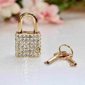 Cadeado de strass | Cadeado para caixa de cartão de casamento | Caixa de cartão personalizada | Cadeado para bolsa | Cadeado dourado | Cadeado prateado | Cadeado brilhante | Cadeado e chave