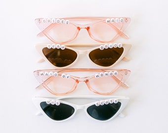 Custom Bride Sunglasses | Retro Cat Eye Sunglasses | Personalized Sunnies | Bridal Party Gifts | Bridesmaid Gifts | Bride to be Gifts