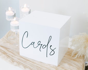 White Acrylic Card Box With Lock and Key | Personalized Raised Text Card Box | 3D Pop Out Text | Wedding Card Box Decal | Custom Card Box