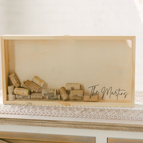 Personalized Wine Cork Display Custom Engraved Shadow Box Etsy