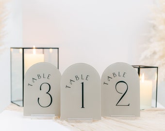 Painted Acrylic Arched Table Numbers With Raised Text | Wedding Table Numbers | Custom Wedding Table Numbers | 3D Pop Out Text