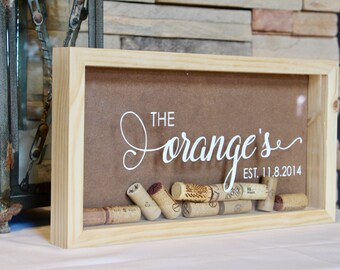 Personalized Wine Cork Keeper | Cork Holder | Custom Wedding Gift | Housewarming Gift | Rustic Wedding | Wood Wine Cork Shadow Box