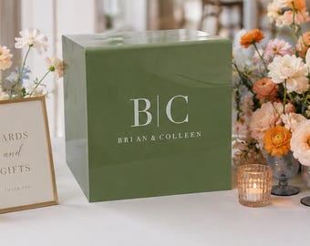 Acrylic Card Box With Lock + Key | Personalized Raised Text Card Box | 3D Pop Out Text | Custom Wedding Card Box Decal