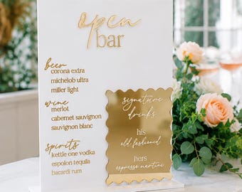 Personalized Acrylic Wedding Bar Sign | Custom Signature Drinks Menu (3D Text)