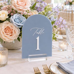 Acrylic Arched Table Numbers With Raised Text | Wedding Table Numbers | Custom Wedding Table Numbers | 3D Pop Out Text