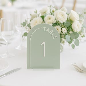 Acrylic Arched Table Numbers With Raised Text | Wedding Table Numbers | Custom Wedding Table Numbers | 3D Pop Out Text
