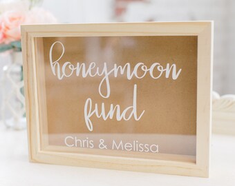Wedding Gift Personalized HoneyMoon Fund Box Wedding Money Bank Bridal Shower Gidt Money Bank Box Engagemeny Travel Gift Box