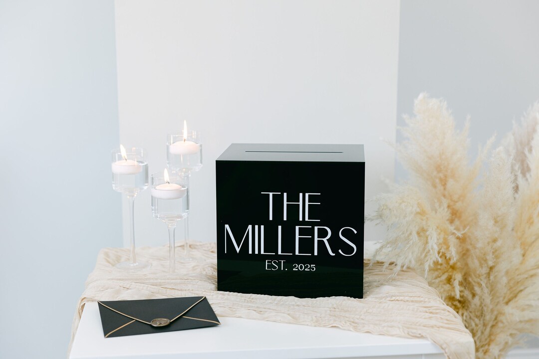 Black Acrylic Card Box I Acrylic Card Box With Lock and Key I Etsy