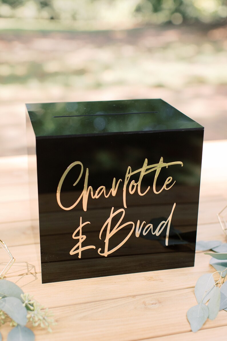 Lock & Key Black Acrylic Card Box I Acrylic Card Box I Wedding Etsy