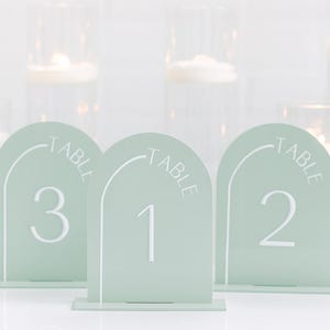 Acrylic Arched Table Numbers With Raised Text, Wedding Table Numbers
