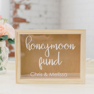 Personalized Honeymoon Fund Box Honeymoon Fund Box Honeymoon Gifts Wedding Money Box Rustic Honeymoon Fund Box Money Holder image 3