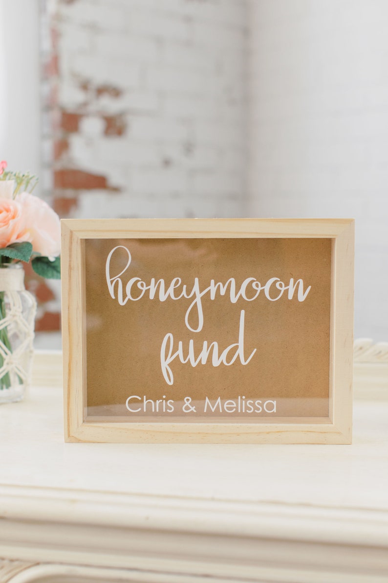 Personalized Honeymoon Fund Box Honeymoon Fund Box Honeymoon Gifts Wedding Money Box Rustic Honeymoon Fund Box Money Holder image 3