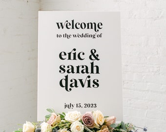 White Welcome Sign With Raised Text | Large Acrylic Sign | Custom Hand Painted Wedding Signage | 3D Pop Out Text Painted Wedding Decor