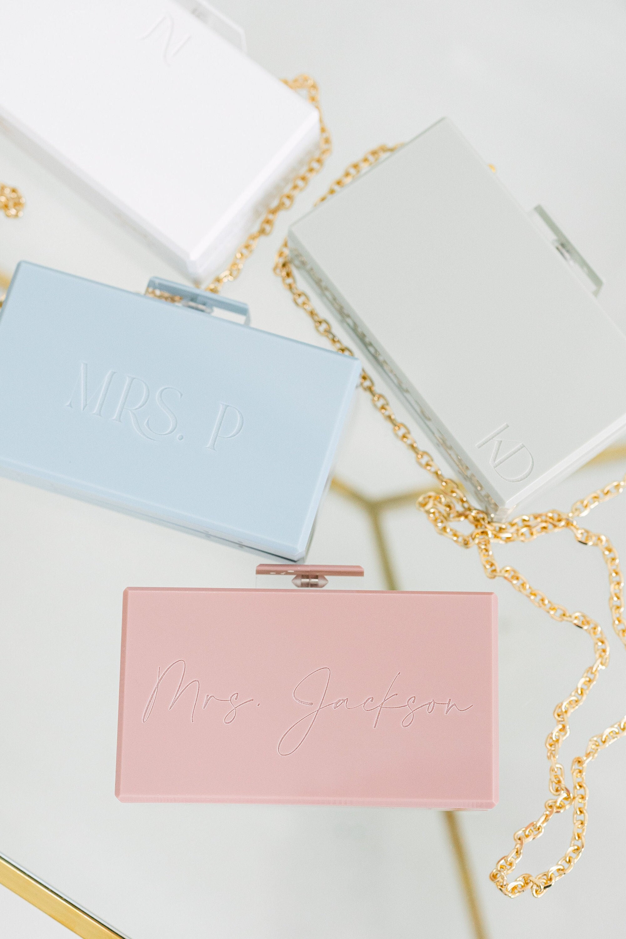 Custom Engraved Acrylic Clutch | Personalized Engraved Clutch | Bride Clutch | Mrs. Clutch | Acrylic Purse | Bride Accessory