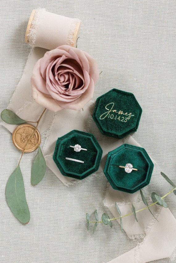 Noble Piano Wood Double Ring Box - Luxury Double Ring Box for Wedding Ceremony or Other Special Occasions - Comes with A Two Piece Packer and Ribbon