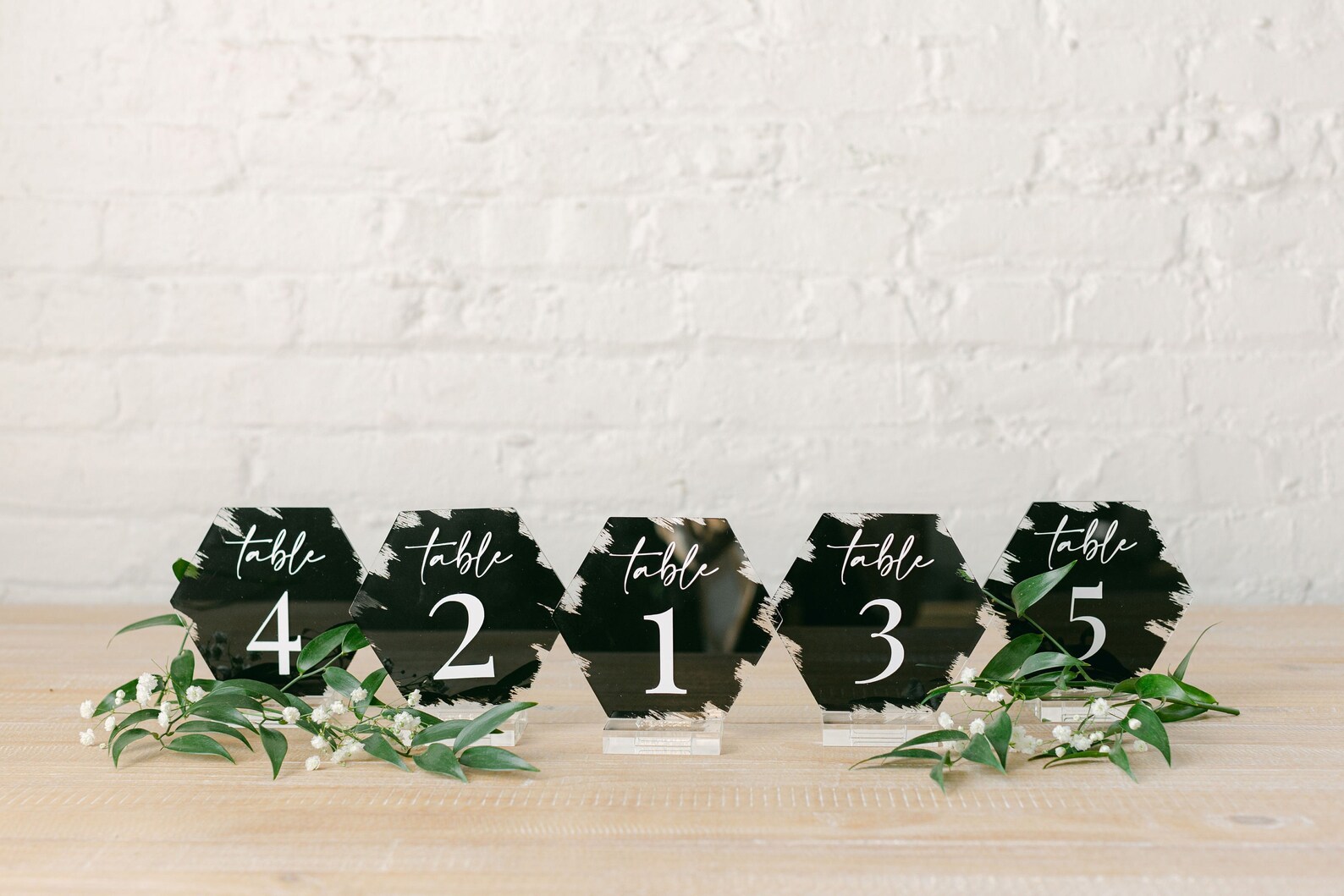 Painted Acrylic Hexagon Table Numbers Personalized Wedding Etsy