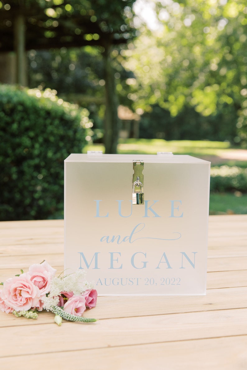 Frosted Acrylic Lock and Key Personalized Card Box I Wedding Etsy UK