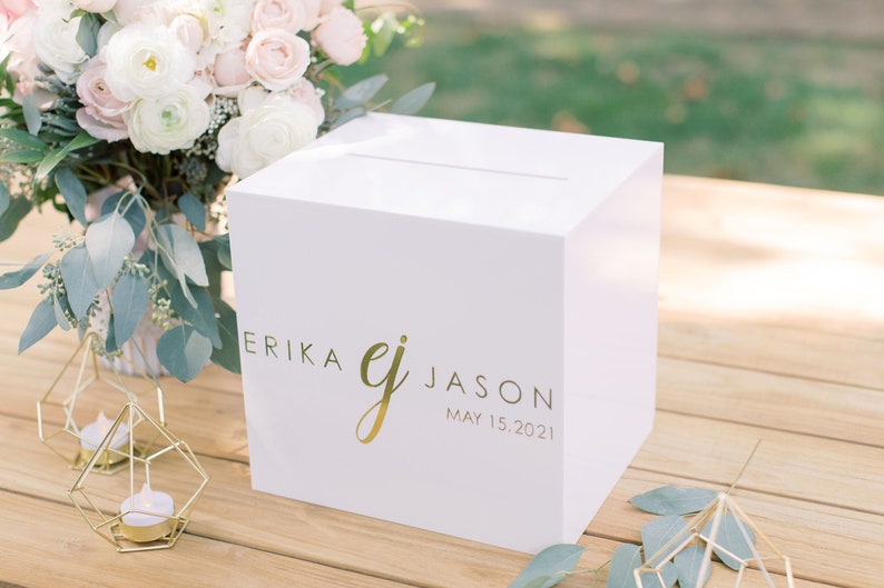 Lock & Key White Acrylic Card Box I Acrylic Card Box I Wedding Etsy