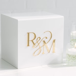 White Acrylic Card Box With Lock and Key | Personalized Raised Text Card Box | 3D Pop Out Text | Wedding Card Box Decal | Custom Card Box