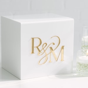 Acryl Card Box Mit Schloss und Schlüssel | Personalisierte Rahmer Text Kartenbox | 3D Pop-Out-Text | Flacher Vinyl-Aufkleber | Benutzerdefinierte Hochzeitsdekor