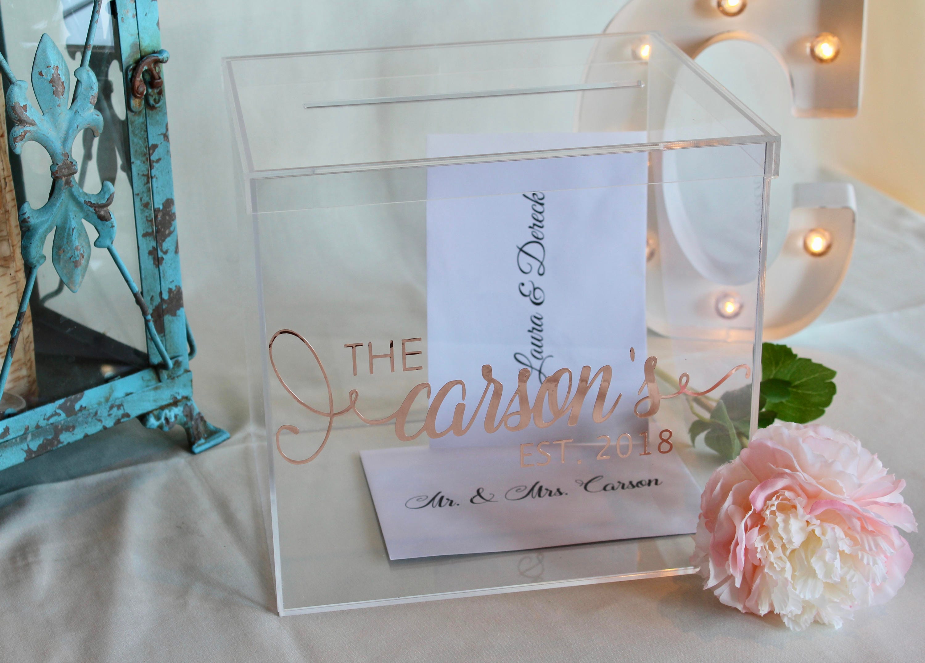 Personalized Wedding Card Box I Acrylic Card Box I Wedding Etsy