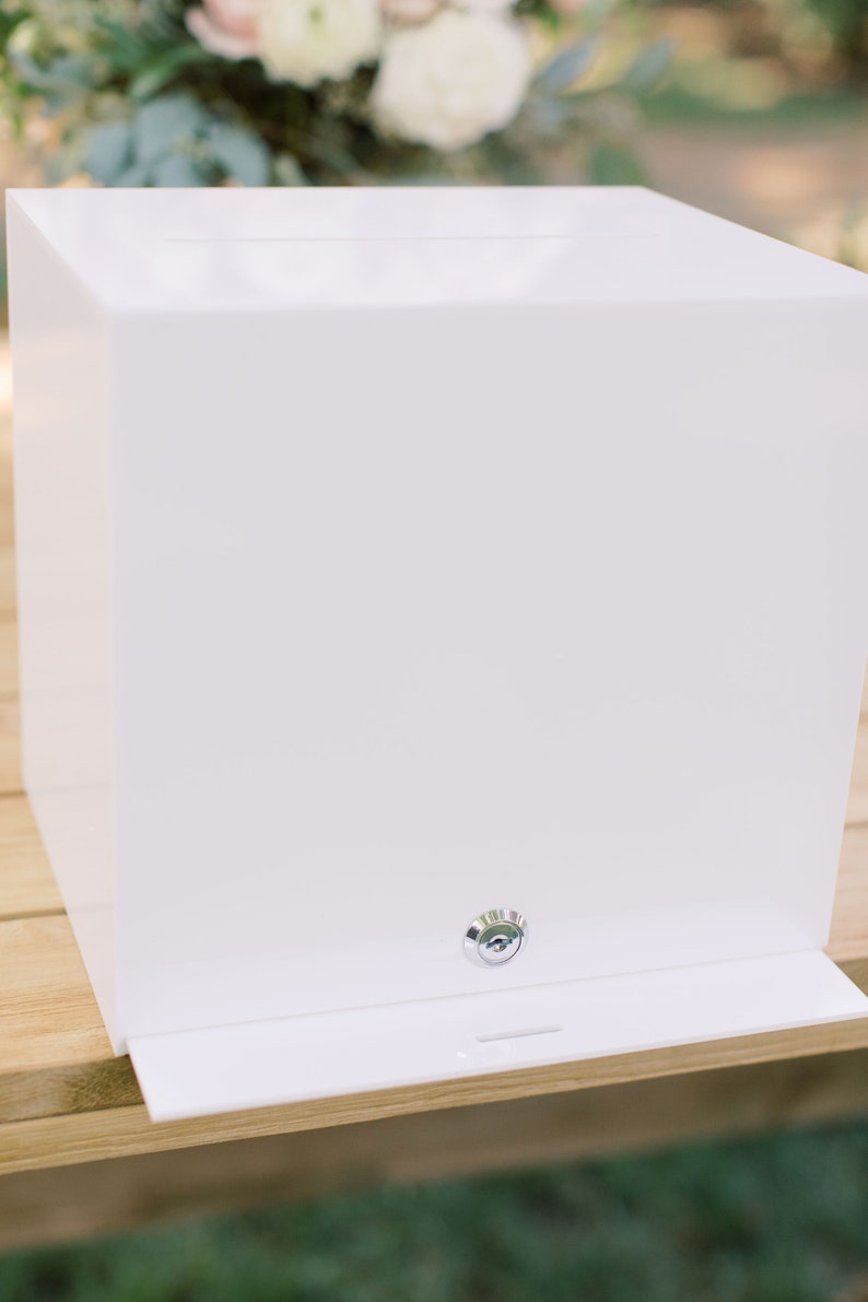 White Acrylic Card Box White Acrylic Card Box With Lock and Etsy