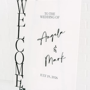 White Welcome Sign With Raised Text Large Acrylic Sign Custom Hand Painted Wedding Signage 3D Pop Out Text Painted Wedding Decor image 3