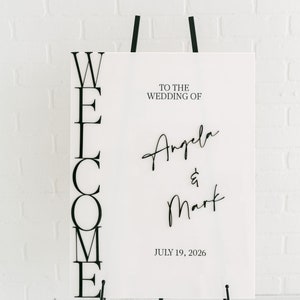 White Welcome Sign With Raised Text Large Acrylic Sign Custom Hand Painted Wedding Signage 3D Pop Out Text Painted Wedding Decor image 2