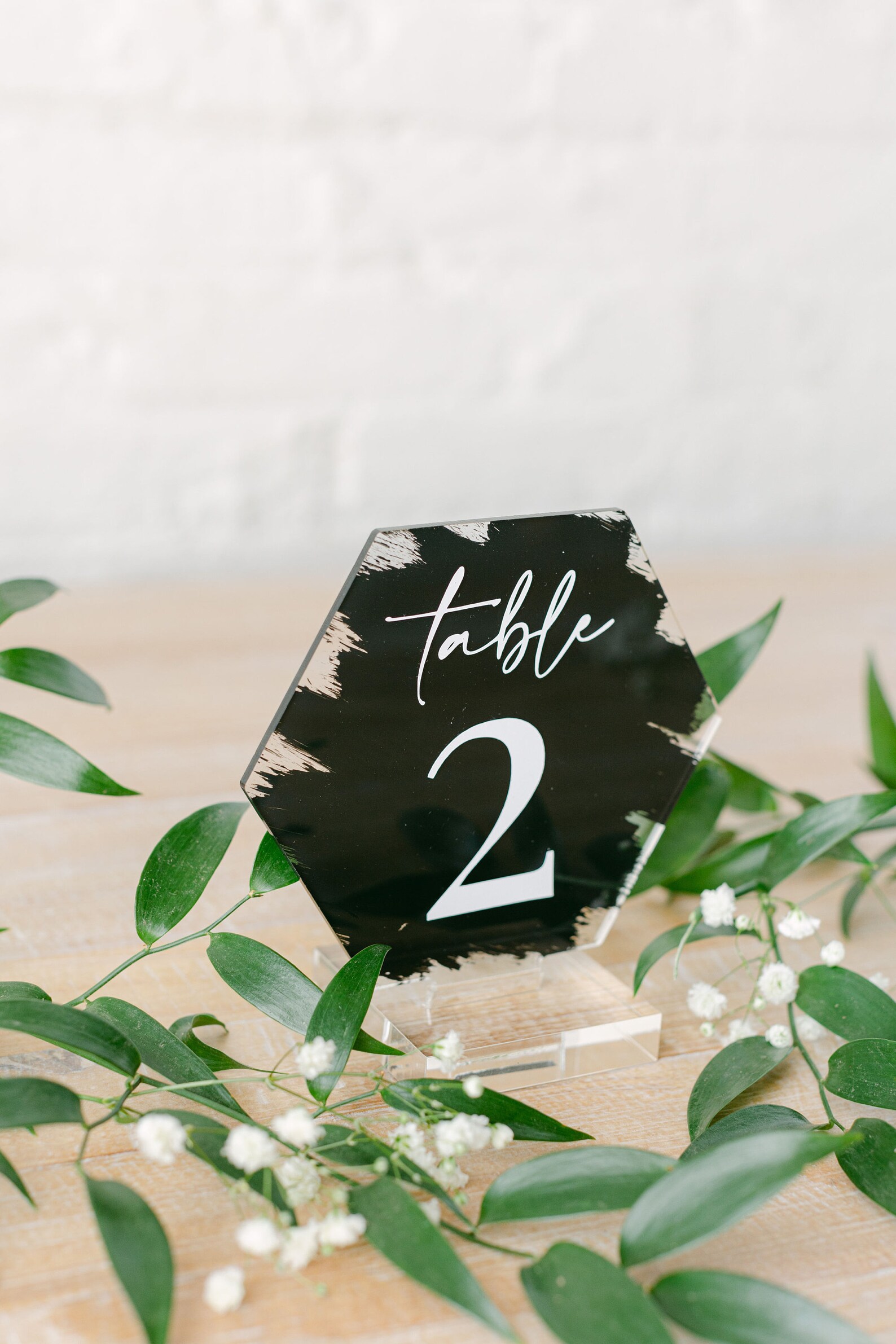 Painted Acrylic Hexagon Table Numbers Personalized Wedding Etsy