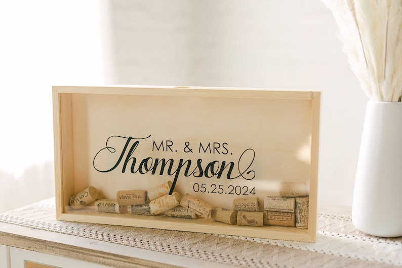 Personalized Wine Cork Keeper | Cork Holder | Custom Wedding Gift | Housewarming Gift | Rustic Wedding  | Wood Wine Cork Shadow Box 