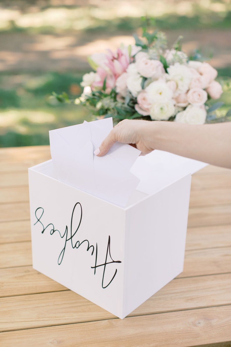Lock & Key White Acrylic Card Box I Acrylic Card Box I Wedding Etsy