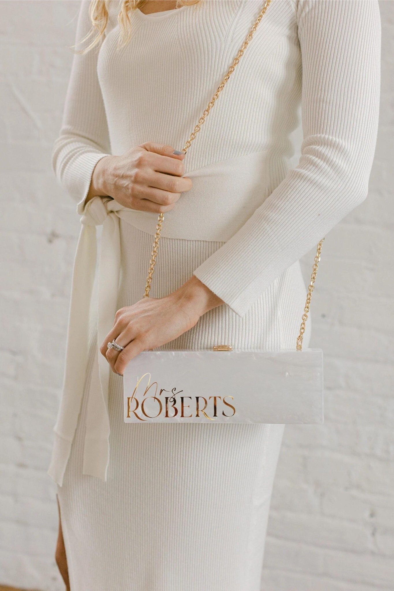 Aangepaste acryl clutch | Gepersonaliseerde clutch | Bruidstasje | Bruidstasje | Mevr. Clutch | Acryl portemonnee | Honeymoon-clutch | Bruidaccessoire