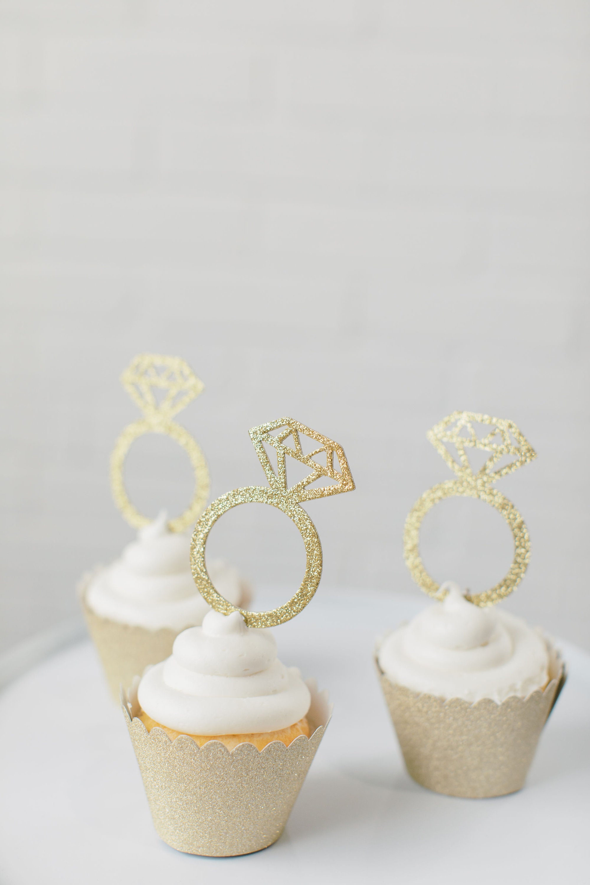 Gold Glitter Ring Cupcake Toppers Wedding Cupcake Toppers | Etsy
