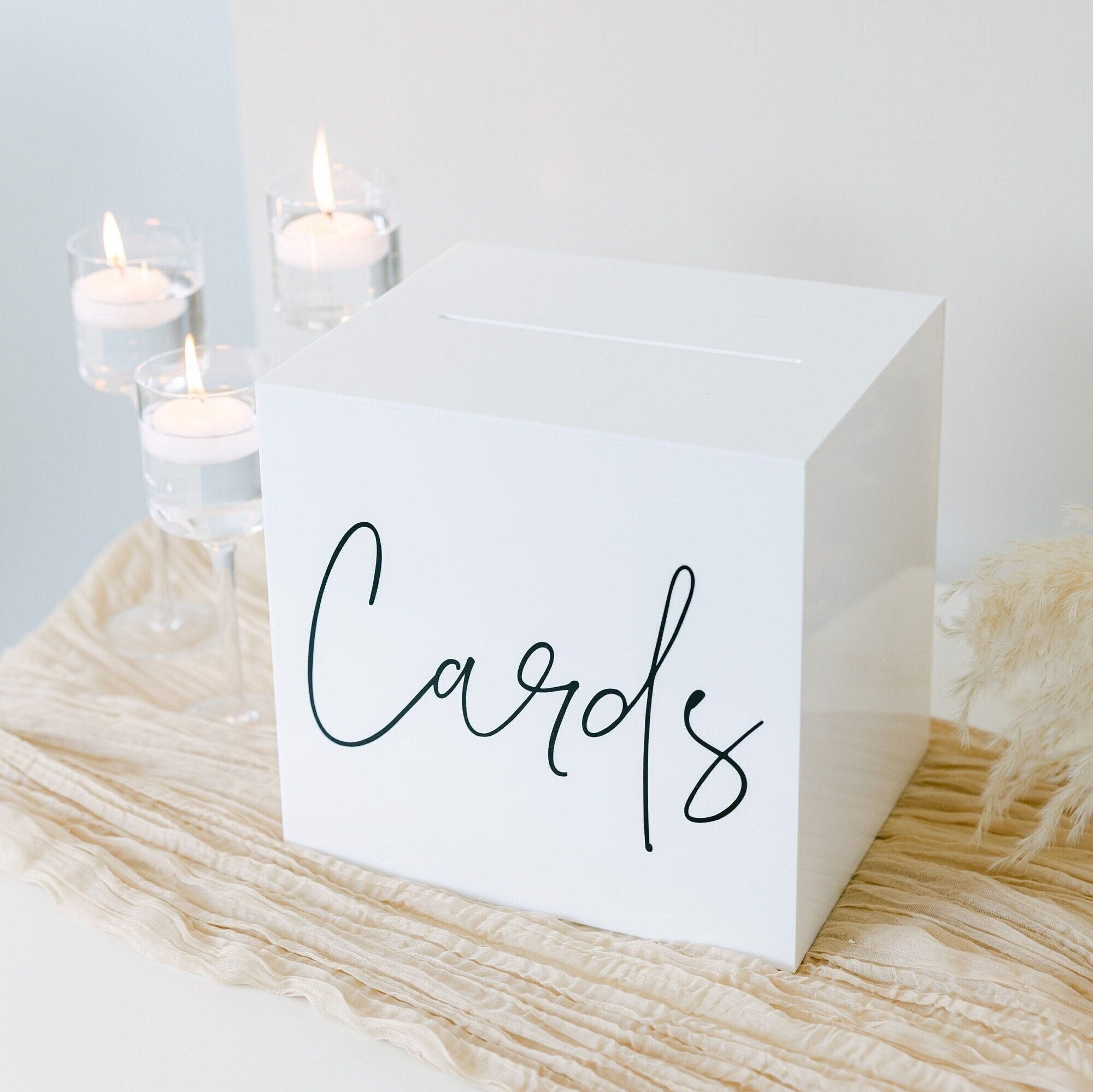 Acrylic Card Box With Lock and Key | Personalized Raised Text Card