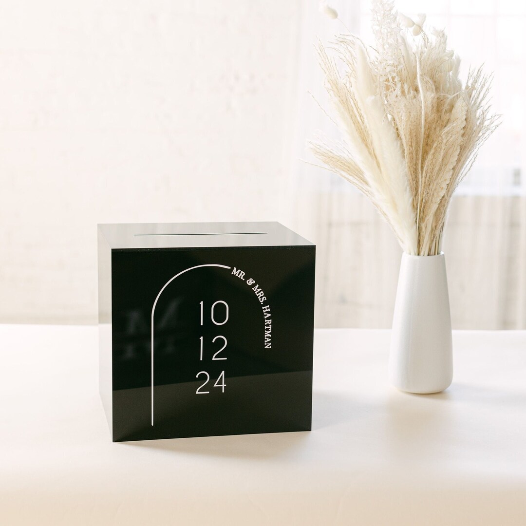 Lock & Key Black Acrylic Card Box I Acrylic Card Box I Wedding Card Box