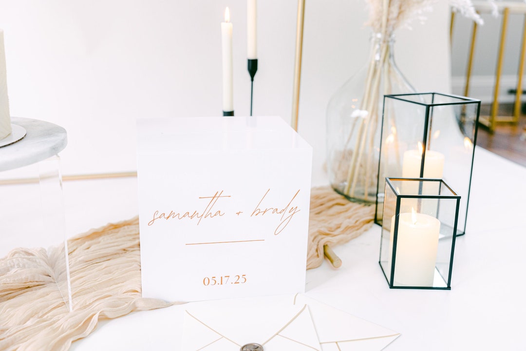 White Acrylic Card Box White Acrylic Card Box With Lock and Etsy