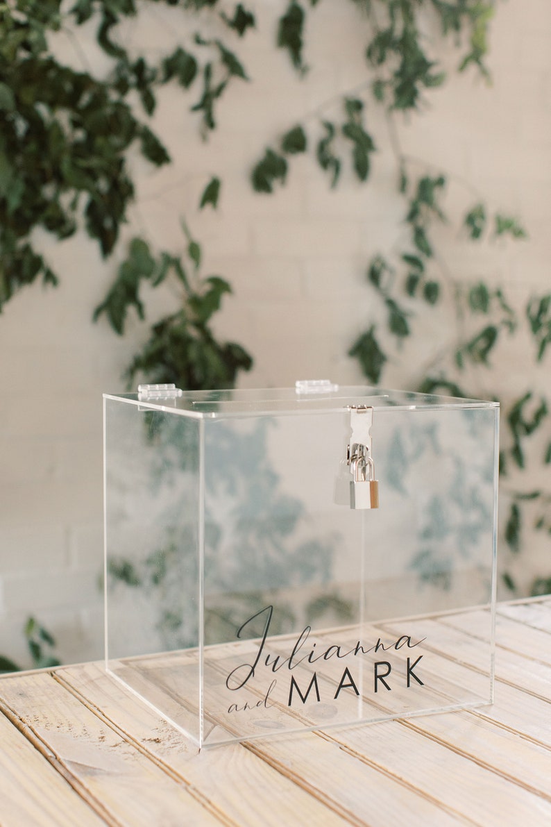 Lock and Key Personalized Acrylic Card Box I Wedding Card Box Etsy
