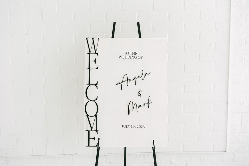 White Welcome Sign With Raised Text Large Acrylic Sign Custom Hand Painted Wedding Signage 3D Pop Out Text Painted Wedding Decor image 5